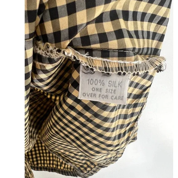 Krista Larson Gingham Silk Sleeveless Button Front Tunic‎ Tank Top Thanksgiving